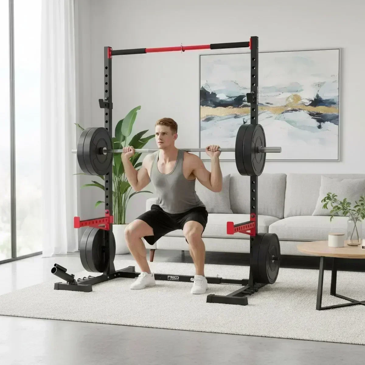 Squat Rack Power - رف تمارين القرفصاء القابل للتعديل للصالة