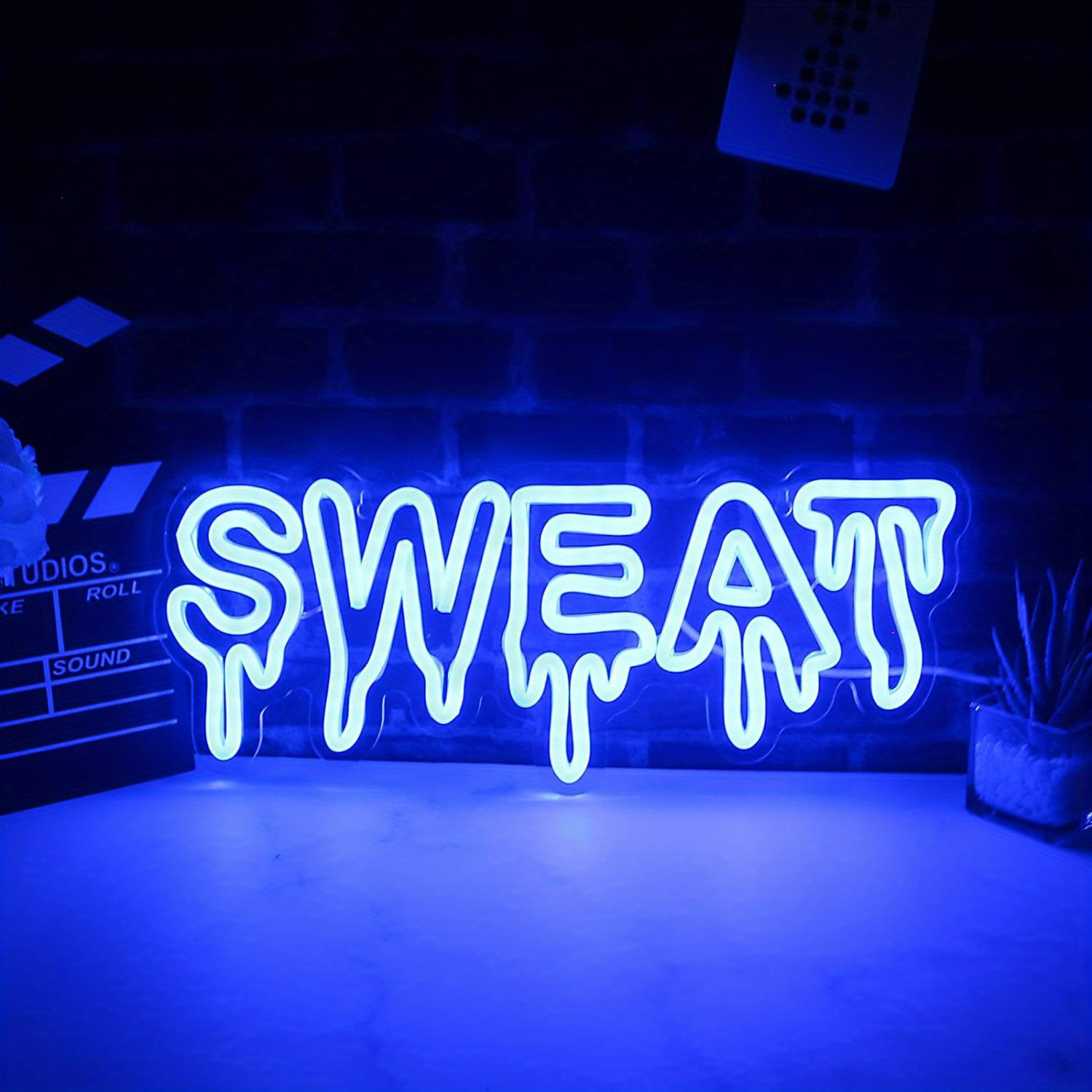 Home Zone Gym - لافتة نيون LED زرقاء متوهجة على